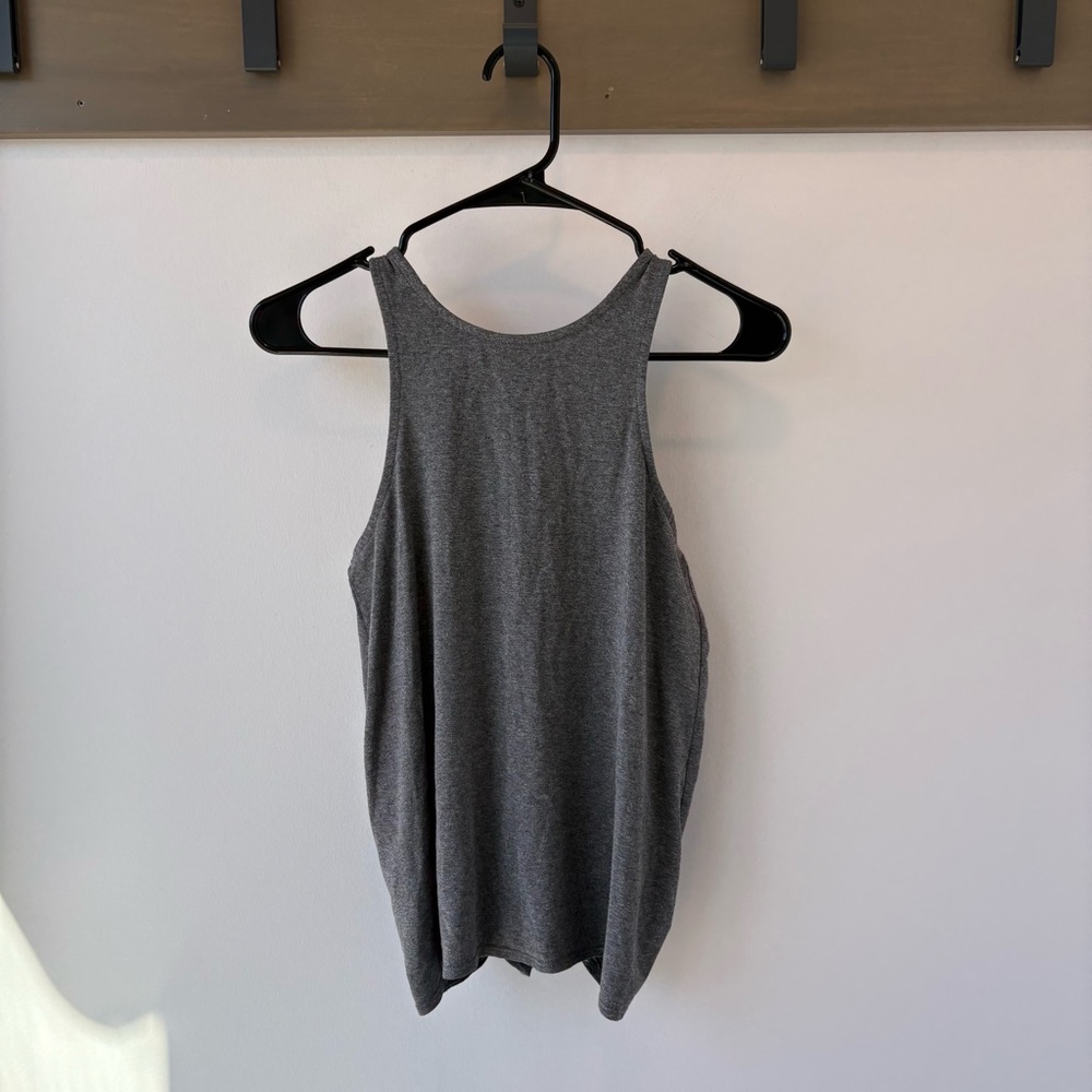 Carbon38 Tie Back Workout Tank Top - size Small Gray Athletic Activewear